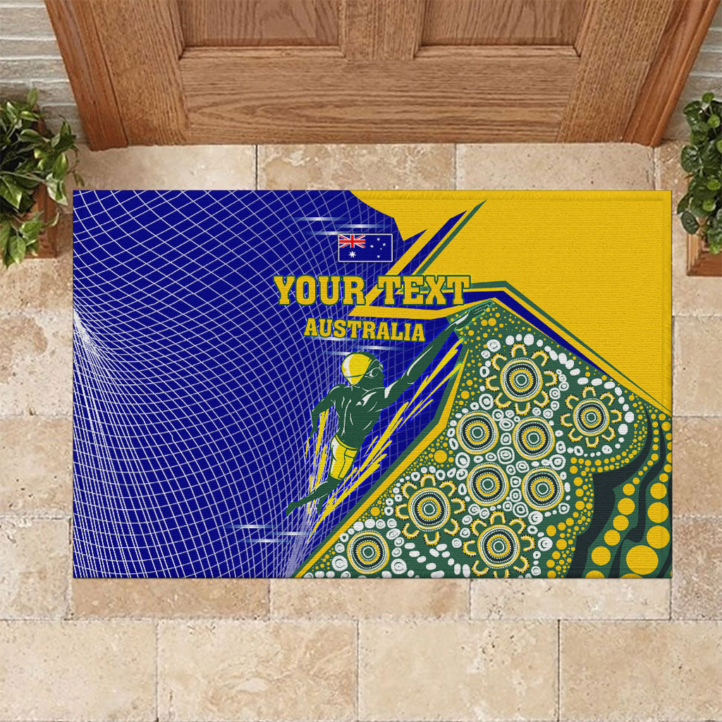 Personalized Australia Swimming Athlete Rubber Doormat Aboriginal Dot Pattern Competitive Swimmer Patriotic