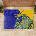 Personalized Australia Swimming Athlete Rubber Doormat Aboriginal Dot Pattern Competitive Swimmer Patriotic