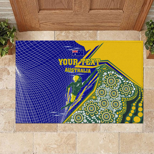 Personalized Australia Swimming Athlete Rubber Doormat Aboriginal Dot Pattern Competitive Swimmer Patriotic