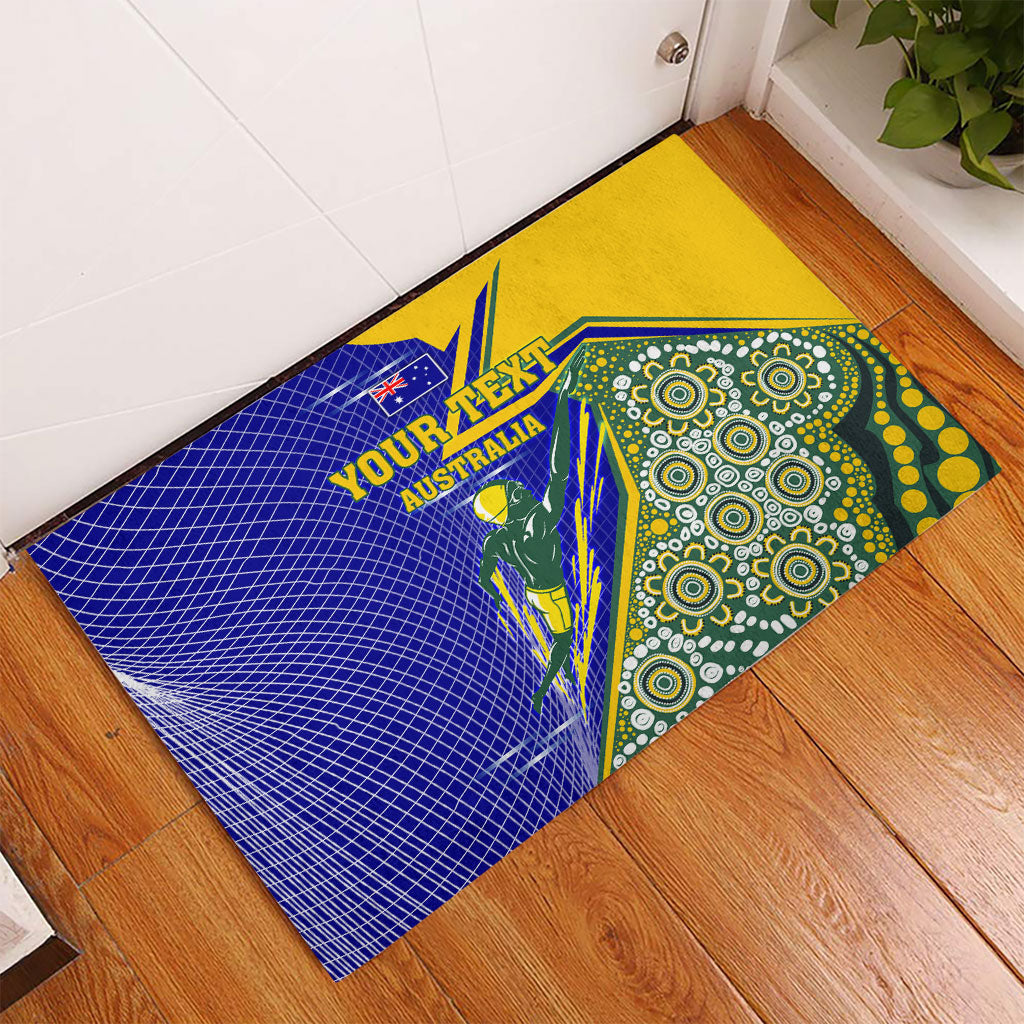 Personalized Australia Swimming Athlete Rubber Doormat Aboriginal Dot Pattern Competitive Swimmer Patriotic