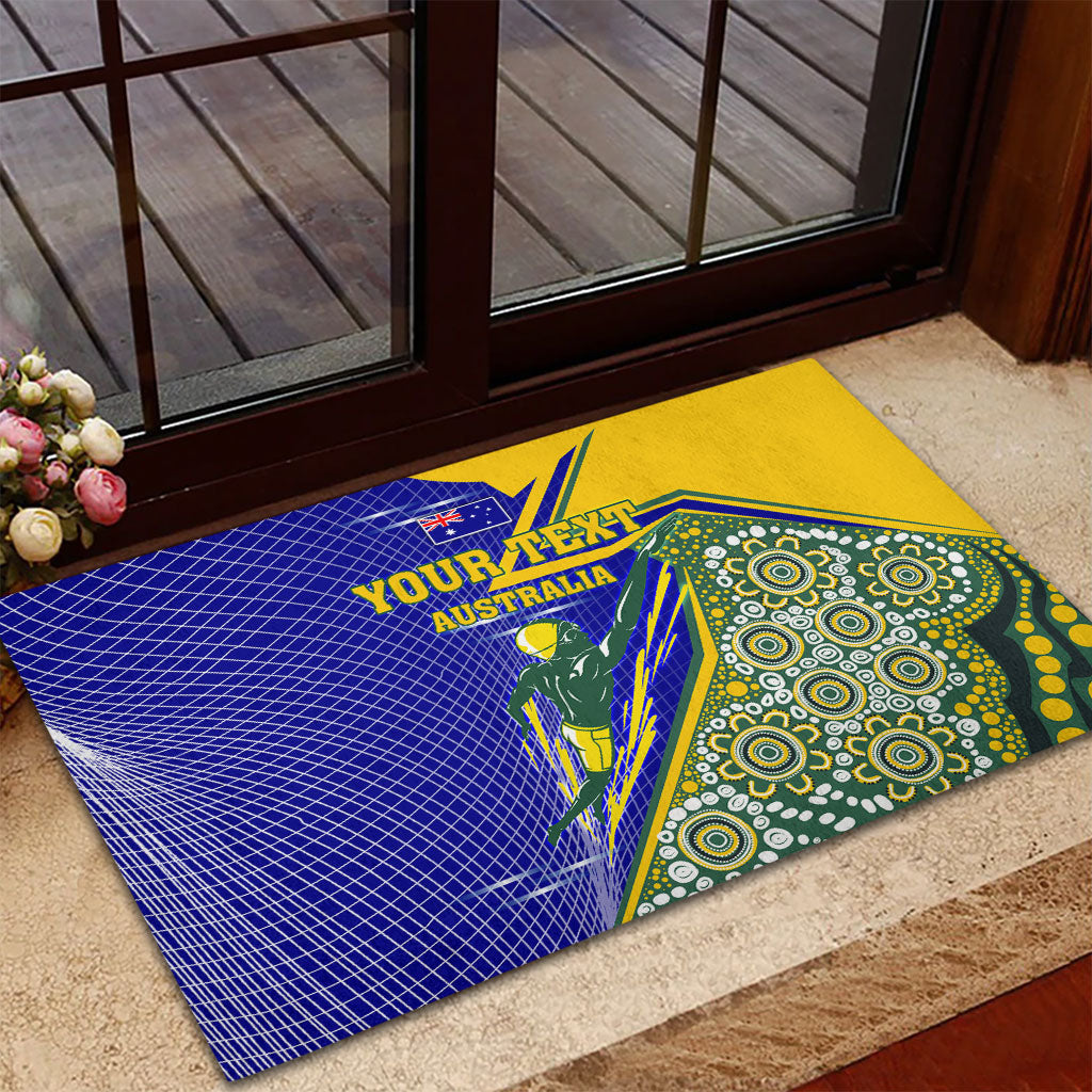 Personalized Australia Swimming Athlete Rubber Doormat Aboriginal Dot Pattern Competitive Swimmer Patriotic