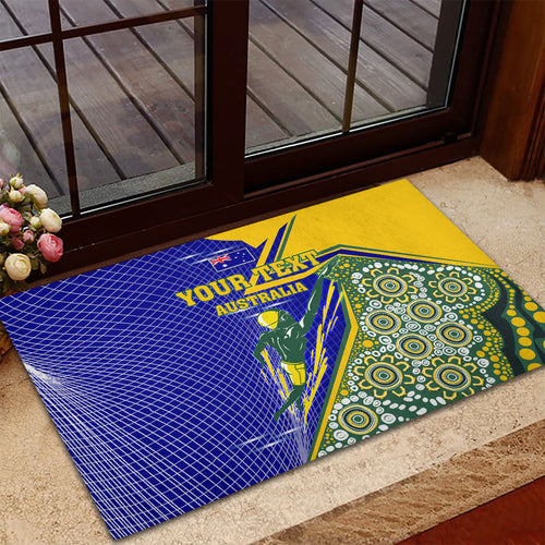 Personalized Australia Swimming Athlete Rubber Doormat Aboriginal Dot Pattern Competitive Swimmer Patriotic