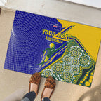 Personalized Australia Swimming Athlete Rubber Doormat Aboriginal Dot Pattern Competitive Swimmer Patriotic