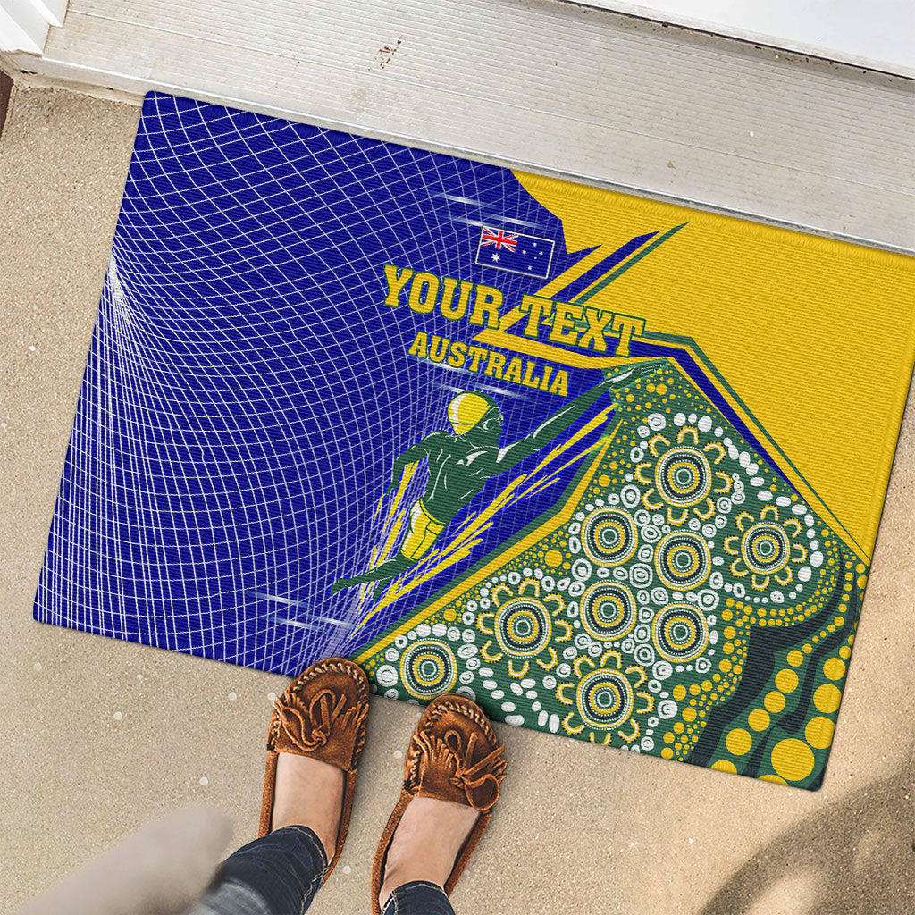 Personalized Australia Swimming Athlete Rubber Doormat Aboriginal Dot Pattern Competitive Swimmer Patriotic