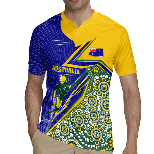 Personalized Australia Swimming Athlete Rugby Jersey Aboriginal Dot Pattern Competitive Swimmer Patriotic