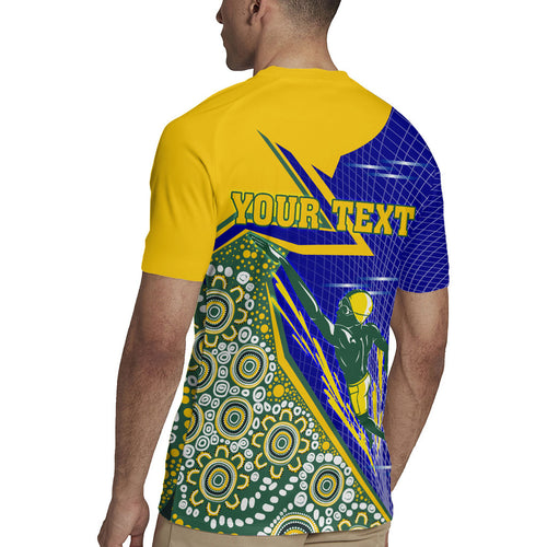 Personalized Australia Swimming Athlete Rugby Jersey Aboriginal Dot Pattern Competitive Swimmer Patriotic