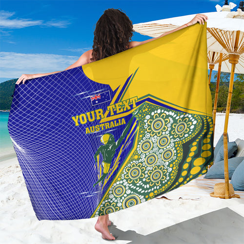 Personalized Australia Swimming Athlete Sarong Aboriginal Dot Pattern Competitive Swimmer Patriotic