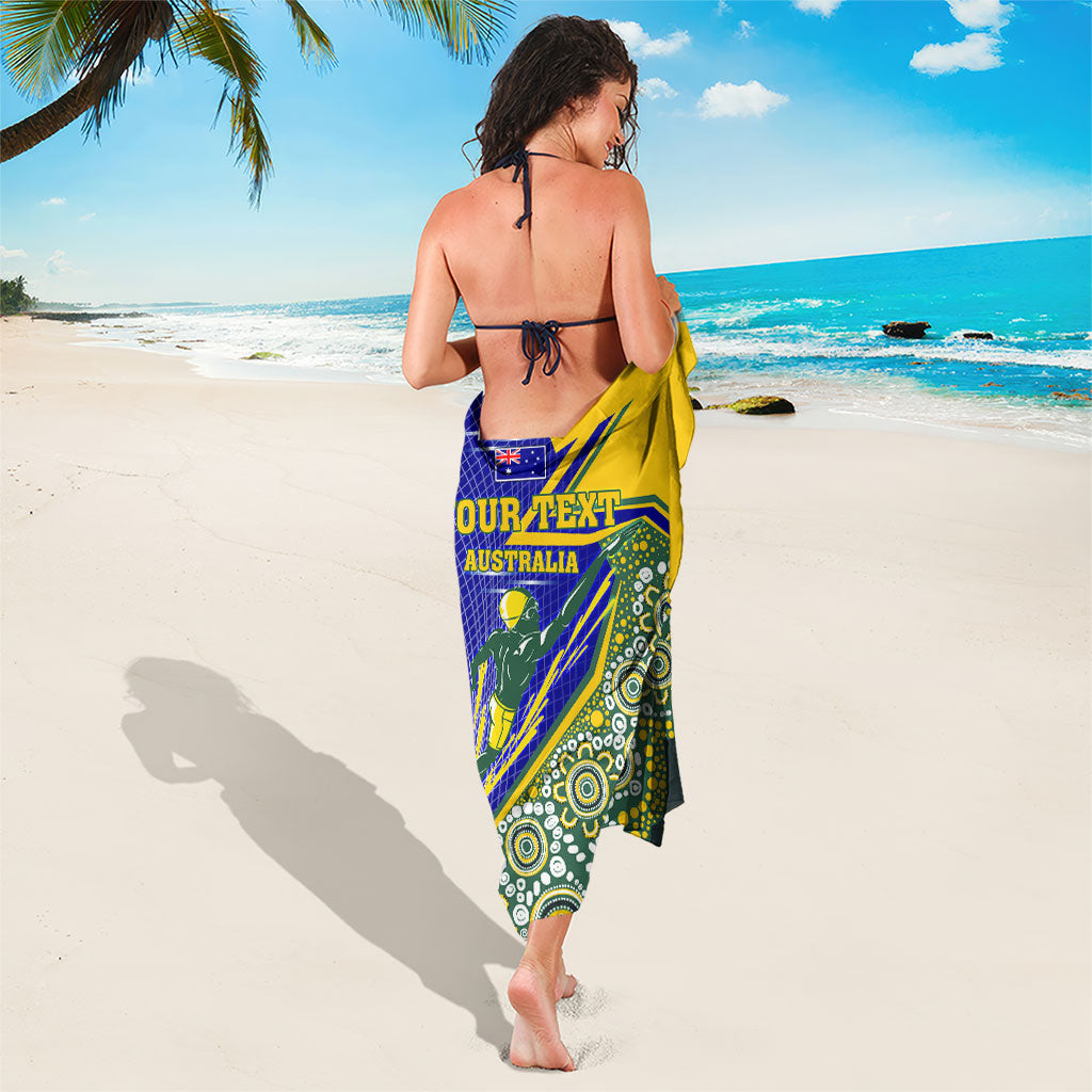 Personalized Australia Swimming Athlete Sarong Aboriginal Dot Pattern Competitive Swimmer Patriotic