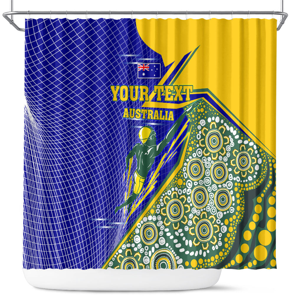 Personalized Australia Swimming Athlete Shower Curtain Aboriginal Dot Pattern Competitive Swimmer Patriotic