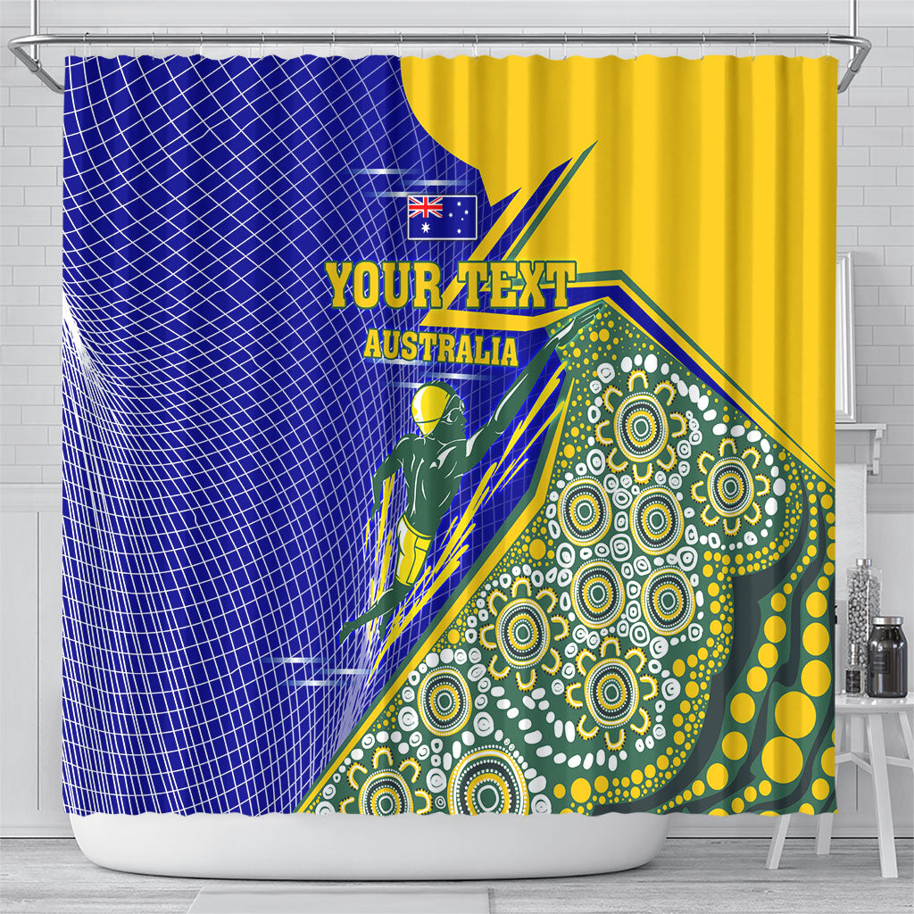 Personalized Australia Swimming Athlete Shower Curtain Aboriginal Dot Pattern Competitive Swimmer Patriotic