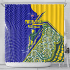 Personalized Australia Swimming Athlete Shower Curtain Aboriginal Dot Pattern Competitive Swimmer Patriotic