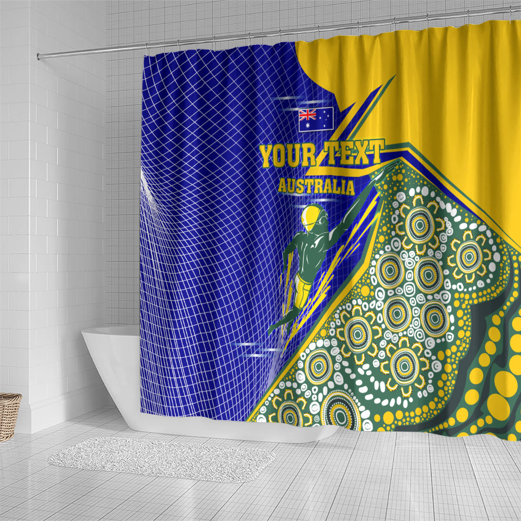 Personalized Australia Swimming Athlete Shower Curtain Aboriginal Dot Pattern Competitive Swimmer Patriotic