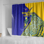 Personalized Australia Swimming Athlete Shower Curtain Aboriginal Dot Pattern Competitive Swimmer Patriotic