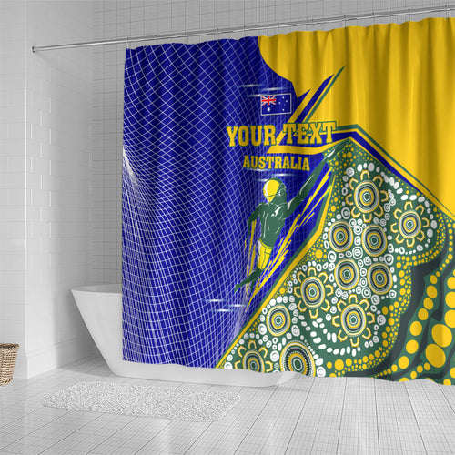 Personalized Australia Swimming Athlete Shower Curtain Aboriginal Dot Pattern Competitive Swimmer Patriotic