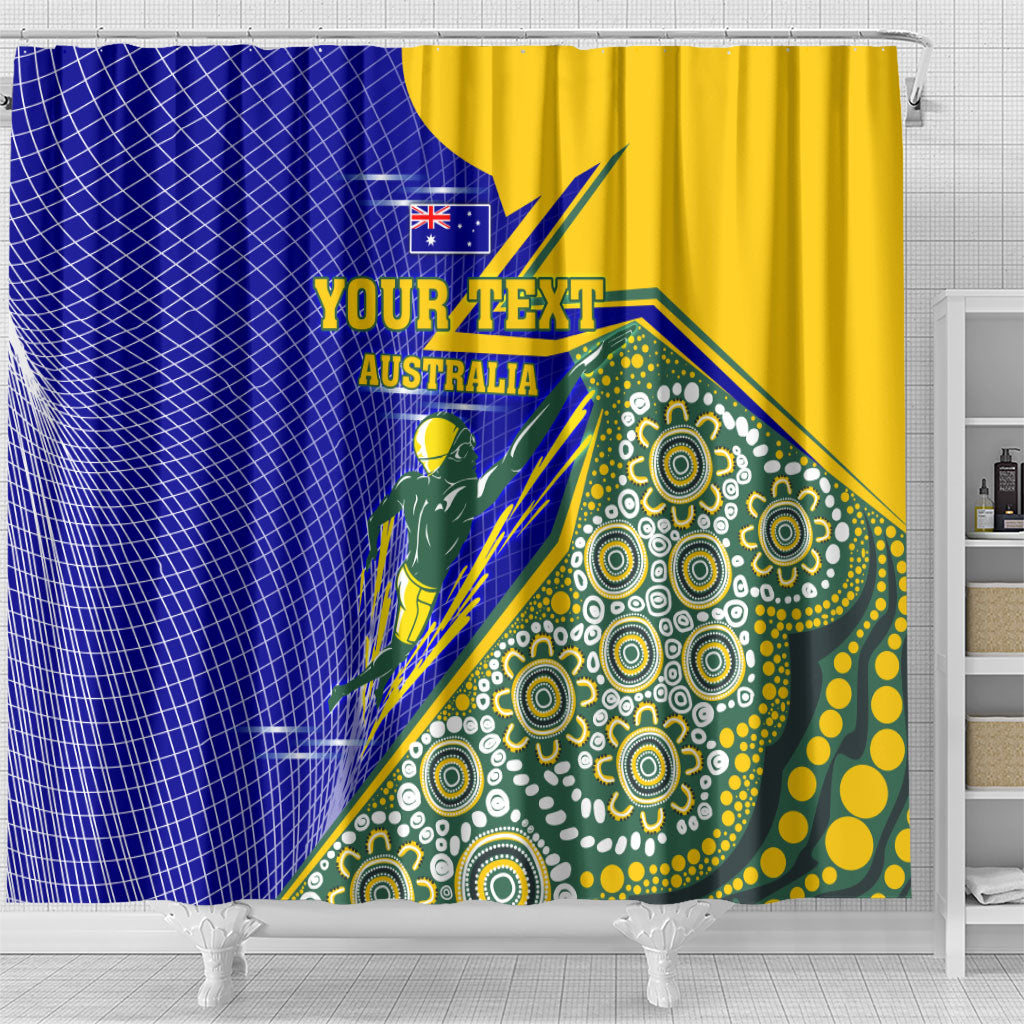 Personalized Australia Swimming Athlete Shower Curtain Aboriginal Dot Pattern Competitive Swimmer Patriotic