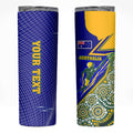 Personalized Australia Swimming Athlete Skinny Tumbler Aboriginal Dot Pattern Competitive Swimmer Patriotic