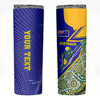 Personalized Australia Swimming Athlete Skinny Tumbler Aboriginal Dot Pattern Competitive Swimmer Patriotic