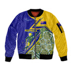 Personalized Australia Swimming Athlete Sleeve Zip Bomber Jacket Aboriginal Dot Pattern Competitive Swimmer Patriotic