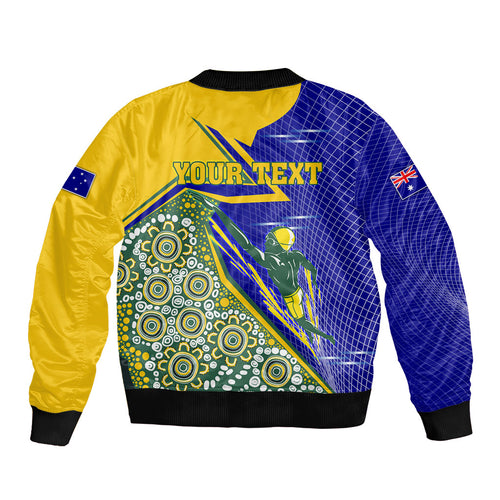 Personalized Australia Swimming Athlete Sleeve Zip Bomber Jacket Aboriginal Dot Pattern Competitive Swimmer Patriotic