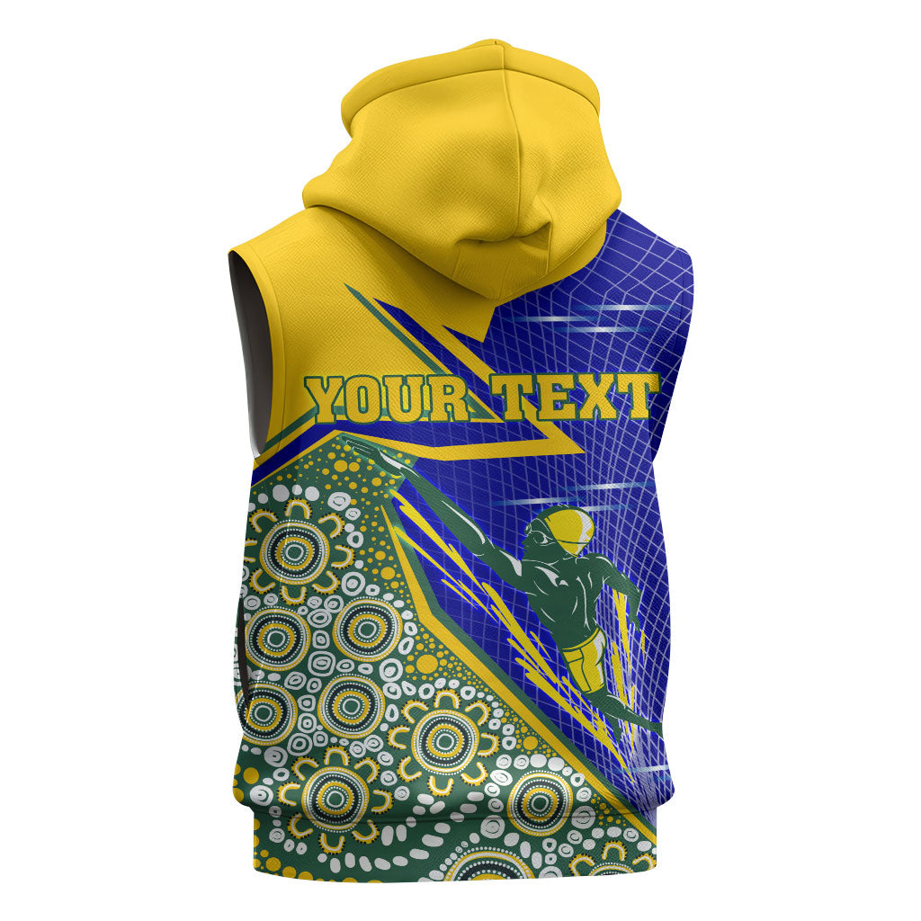 Personalized Australia Swimming Athlete Sleeveless Hoodie Aboriginal Dot Pattern Competitive Swimmer Patriotic