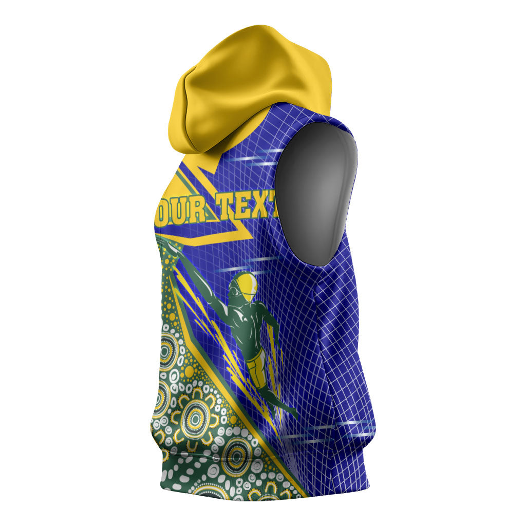Personalized Australia Swimming Athlete Sleeveless Hoodie Aboriginal Dot Pattern Competitive Swimmer Patriotic