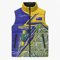 Personalized Australia Swimming Athlete Sleeveless Puffer Jacket Aboriginal Dot Pattern Competitive Swimmer Patriotic