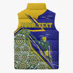 Personalized Australia Swimming Athlete Sleeveless Puffer Jacket Aboriginal Dot Pattern Competitive Swimmer Patriotic
