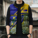 Personalized Australia Swimming Athlete Sleeveless Puffer Jacket Aboriginal Dot Pattern Competitive Swimmer Patriotic