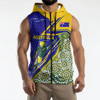 Personalized Australia Swimming Athlete Sleeveless Zip Hoodie Aboriginal Dot Pattern Competitive Swimmer Patriotic