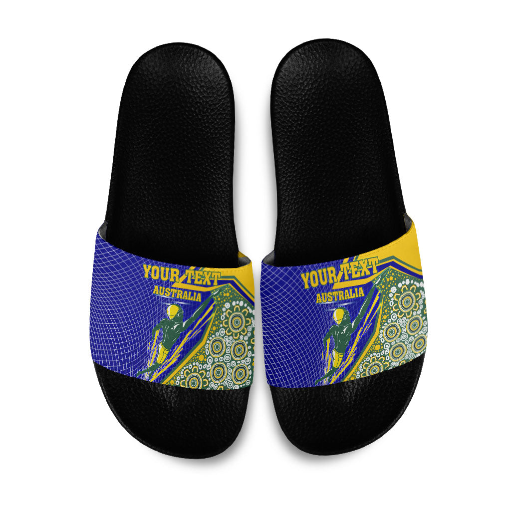 Personalized Australia Swimming Athlete Slide Sandals Aboriginal Dot Pattern Competitive Swimmer Patriotic