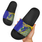 Personalized Australia Swimming Athlete Slide Sandals Aboriginal Dot Pattern Competitive Swimmer Patriotic