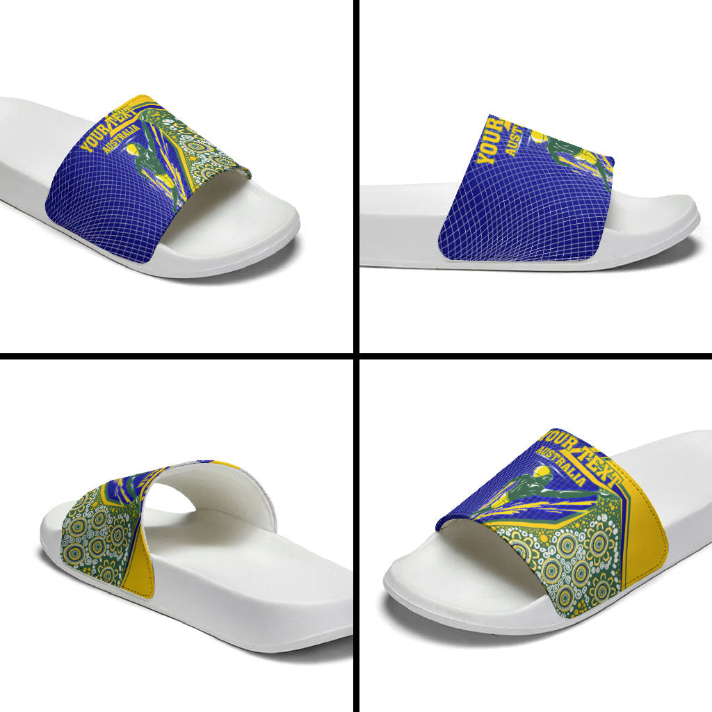 Personalized Australia Swimming Athlete Slide Sandals Aboriginal Dot Pattern Competitive Swimmer Patriotic