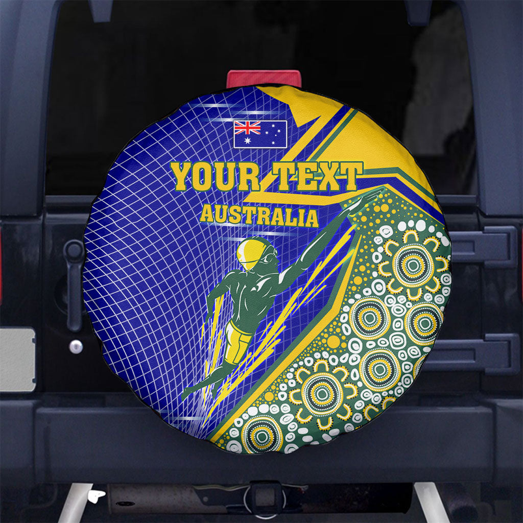 Personalized Australia Swimming Athlete Spare Tire Cover Aboriginal Dot Pattern Competitive Swimmer Patriotic