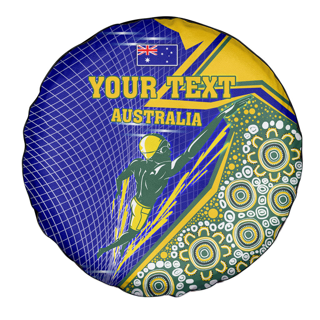 Personalized Australia Swimming Athlete Spare Tire Cover Aboriginal Dot Pattern Competitive Swimmer Patriotic