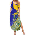 Personalized Australia Swimming Athlete Summer Maxi Dress Aboriginal Dot Pattern Competitive Swimmer Patriotic