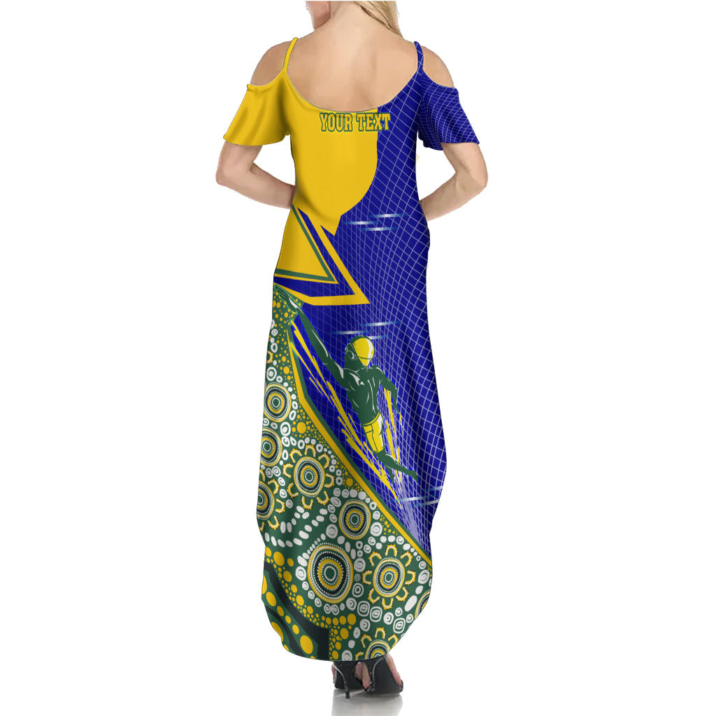Personalized Australia Swimming Athlete Summer Maxi Dress Aboriginal Dot Pattern Competitive Swimmer Patriotic