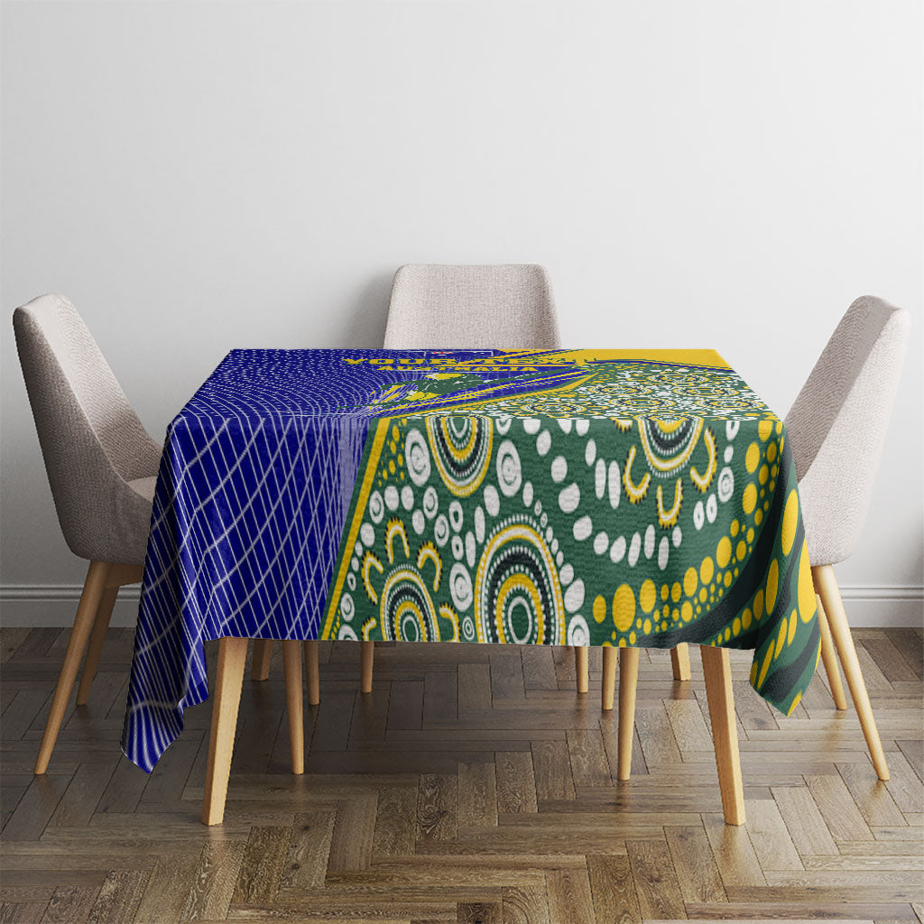 Personalized Australia Swimming Athlete Tablecloth Aboriginal Dot Pattern Competitive Swimmer Patriotic