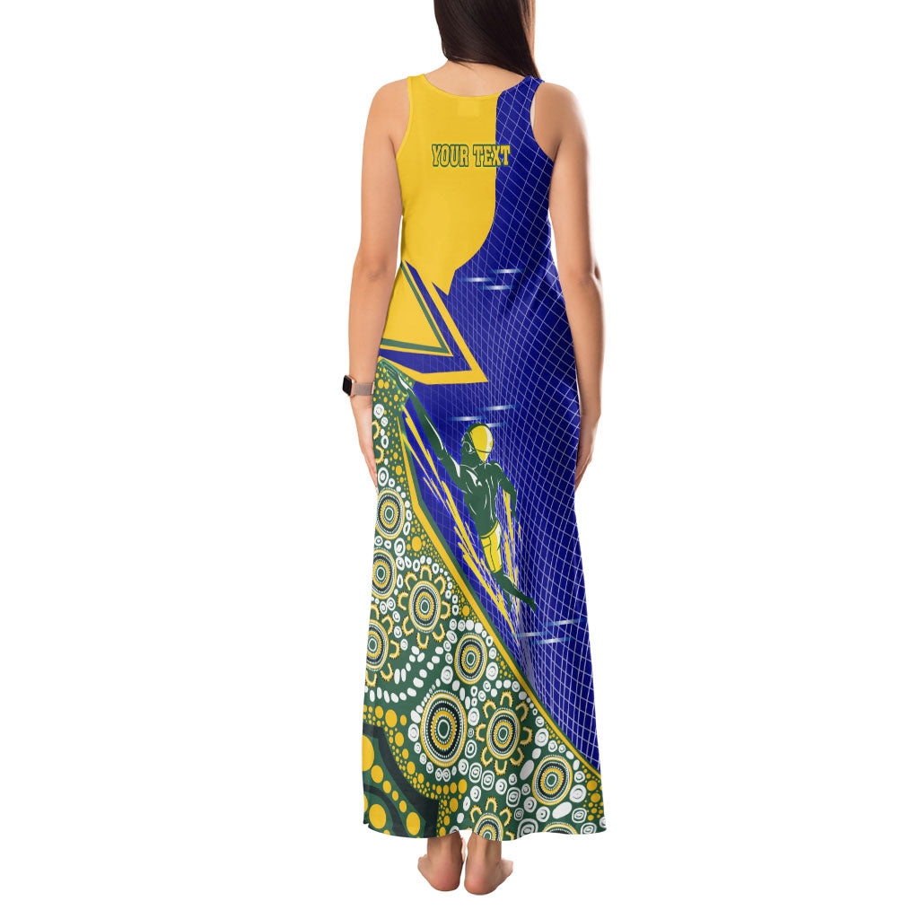 Personalized Australia Swimming Athlete Tank Maxi Dress Aboriginal Dot Pattern Competitive Swimmer Patriotic