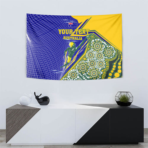 Personalized Australia Swimming Athlete Tapestry Aboriginal Dot Pattern Competitive Swimmer Patriotic