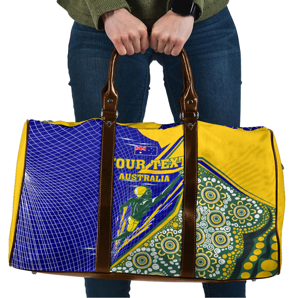 Personalized Australia Swimming Athlete Travel Bag Aboriginal Dot Pattern Competitive Swimmer Patriotic