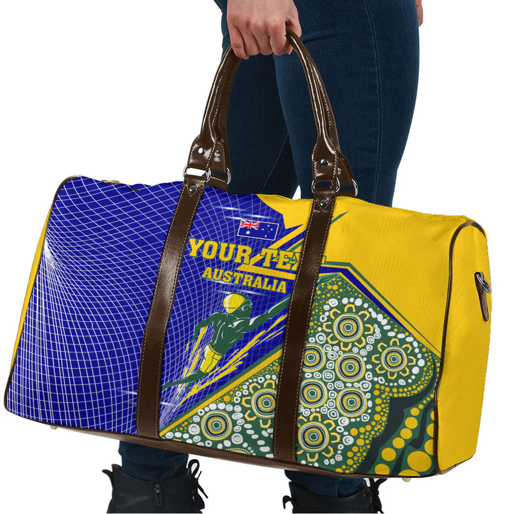 Personalized Australia Swimming Athlete Travel Bag Aboriginal Dot Pattern Competitive Swimmer Patriotic