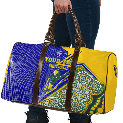Personalized Australia Swimming Athlete Travel Bag Aboriginal Dot Pattern Competitive Swimmer Patriotic