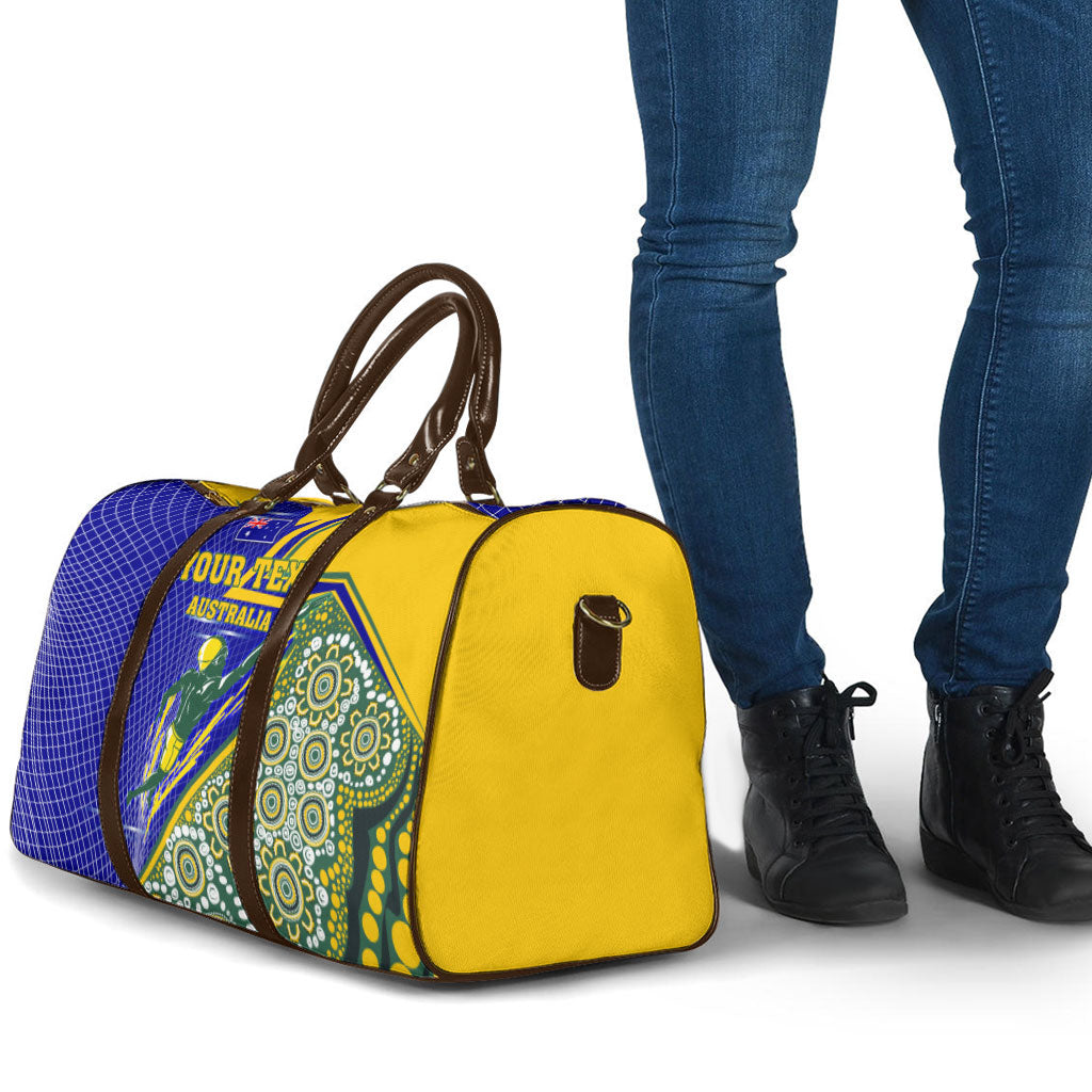 Personalized Australia Swimming Athlete Travel Bag Aboriginal Dot Pattern Competitive Swimmer Patriotic