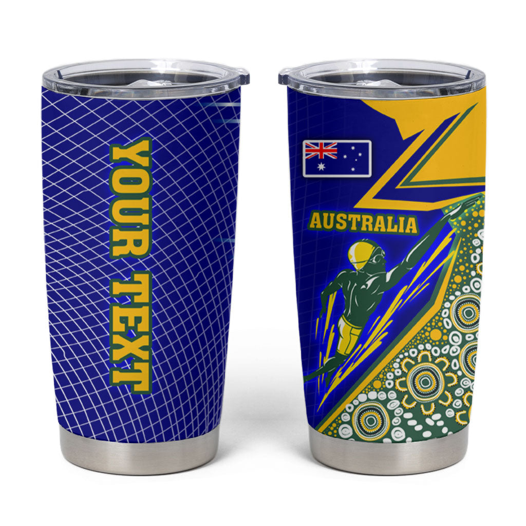 Personalized Australia Swimming Athlete Tumbler Cup Aboriginal Dot Pattern Competitive Swimmer Patriotic