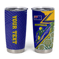Personalized Australia Swimming Athlete Tumbler Cup Aboriginal Dot Pattern Competitive Swimmer Patriotic