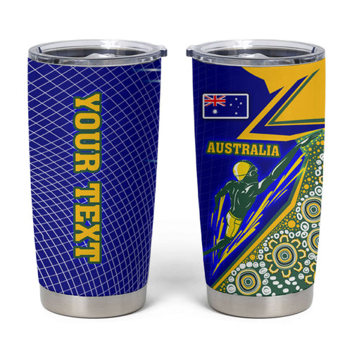 Personalized Australia Swimming Athlete Tumbler Cup Aboriginal Dot Pattern Competitive Swimmer Patriotic