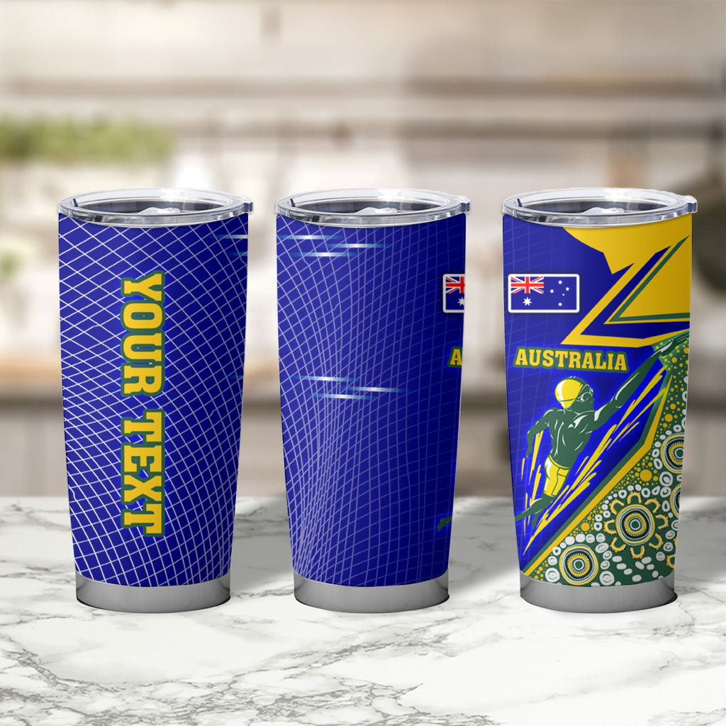 Personalized Australia Swimming Athlete Tumbler Cup Aboriginal Dot Pattern Competitive Swimmer Patriotic