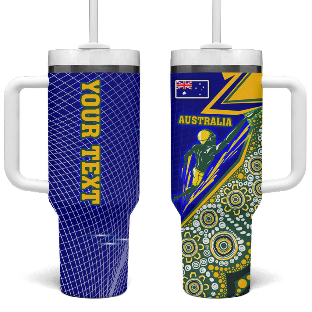 Personalized Australia Swimming Athlete Tumbler With Handle Aboriginal Dot Pattern Competitive Swimmer Patriotic