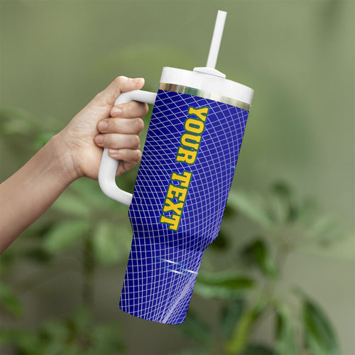 Personalized Australia Swimming Athlete Tumbler With Handle Aboriginal Dot Pattern Competitive Swimmer Patriotic