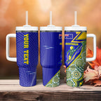 Personalized Australia Swimming Athlete Tumbler With Handle Aboriginal Dot Pattern Competitive Swimmer Patriotic